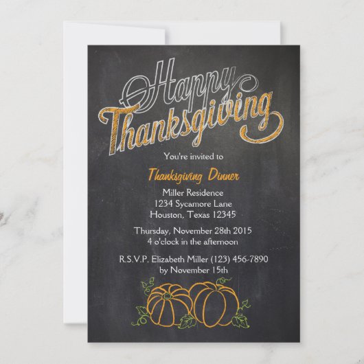 Uitnodiging voor Thanksgiving-diner met pompoen op (Voorkant)