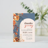 Uitnodiging voor Thanksgiving-diner met witte bloe (Staand voorkant)