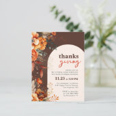 Uitnodiging voor Thanksgiving-diner met witte bloe (Staand voorkant)