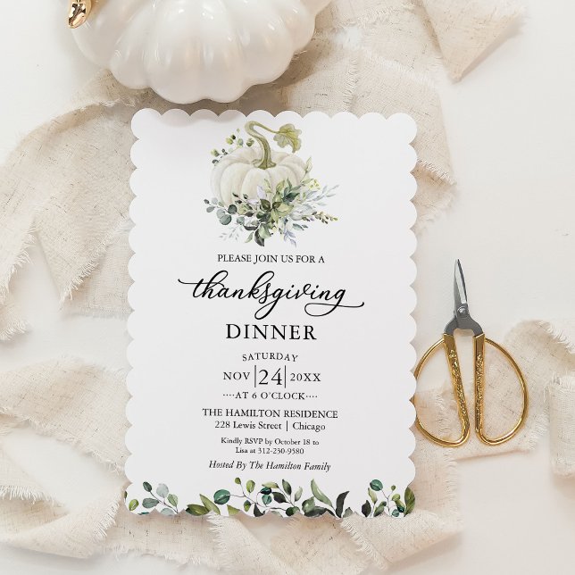 Uitnodiging voor Thanksgiving-diner met witte pomp (Creator heeft geüpload)