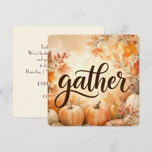 Uitnodiging voor Thanksgiving Dinner (Voorkant / Achterkant)
