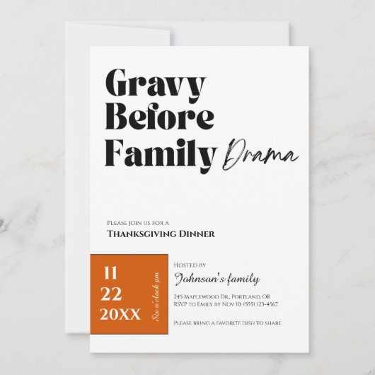 Uitnodiging voor Thanksgiving Dinner (Voorkant)