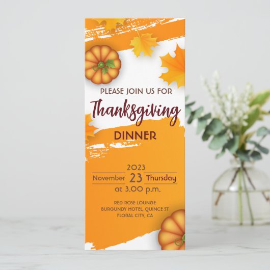 Uitnodiging voor Thanksgiving Dinner (Staand voorkant)