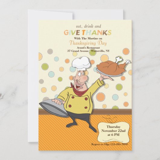 Uitnodiging voor Thanksgiving Dinner Chef (Voorkant)
