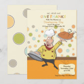 Uitnodiging voor Thanksgiving Dinner Chef (Voorkant / Achterkant)