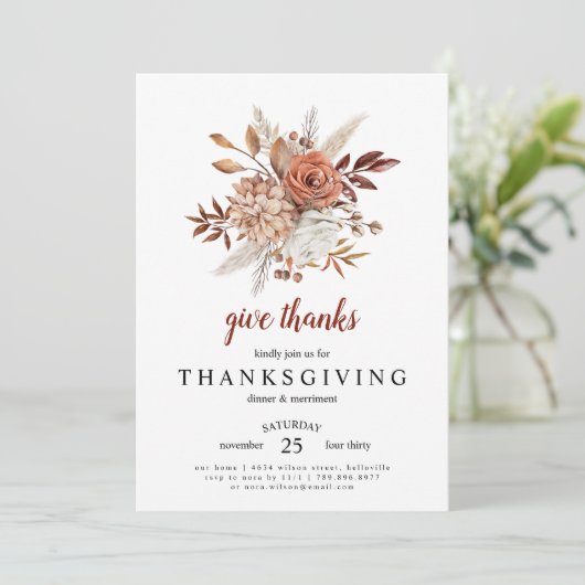 Uitnodiging voor Thanksgiving Dinner | Dank geven (Staand voorkant)