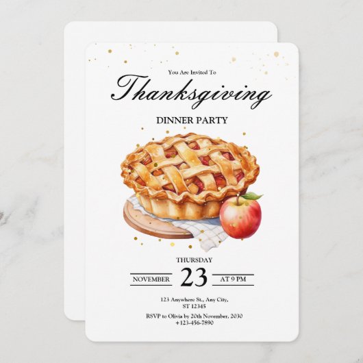 Uitnodiging voor Thanksgiving Dinner, Laten we Dan (Voorkant / Achterkant)