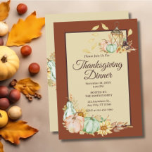 Uitnodiging voor Thanksgiving Dinner Rustic Waterc