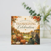 Uitnodiging voor Thanksgiving-golfviering (Staand voorkant)