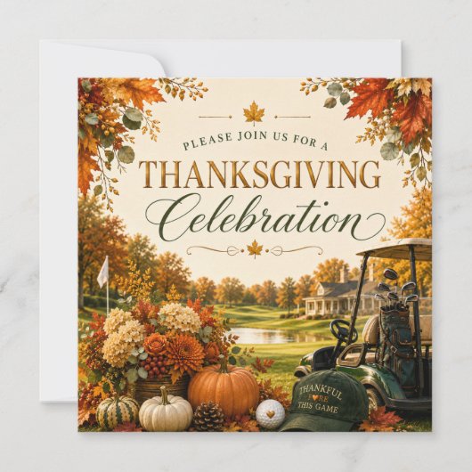 Uitnodiging voor Thanksgiving-golfviering (Voorkant)