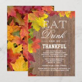 Uitnodiging voor Thanksgiving in een rustieke oude