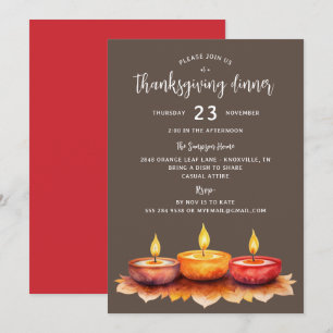 Uitnodiging voor Thanksgiving Kaarsen Dinner Party