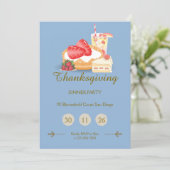 Uitnodiging voor Thanksgiving met koele toon | Din (Staand voorkant)