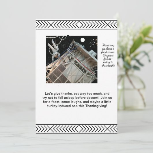 Uitnodiging voor Thanksgiving met ruimtethema (Staand voorkant)