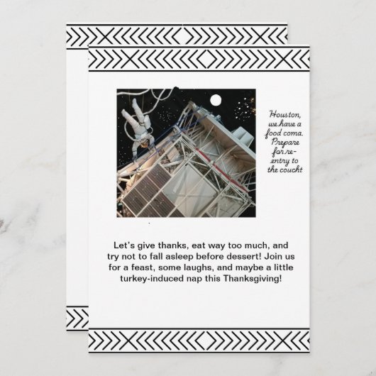 Uitnodiging voor Thanksgiving met ruimtethema (Voorkant / Achterkant)