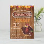 Uitnodiging voor Thanksgiving met touchdowns en ka (Staand voorkant)