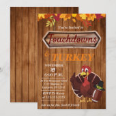 Uitnodiging voor Thanksgiving met touchdowns en ka (Voorkant / Achterkant)