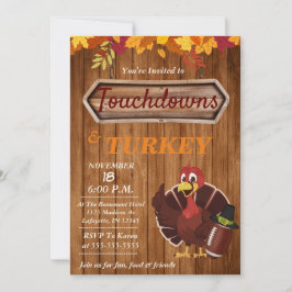 Uitnodiging voor Thanksgiving met touchdowns en ka