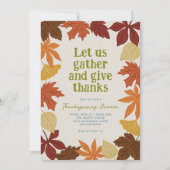 Uitnodiging voor Thanksgiving met vallende bladere (Voorkant)