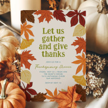 Uitnodiging voor Thanksgiving met vallende bladere