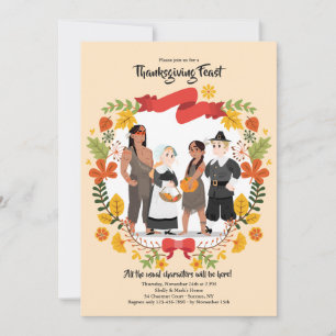 Uitnodiging voor Thanksgiving-personages