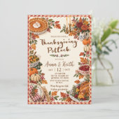Uitnodiging voor Thanksgiving Potluck (Staand voorkant)