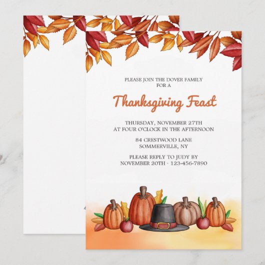 Uitnodiging voor Thanksgiving van het Pet van de p (Voorkant / Achterkant)