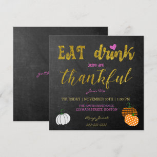 Uitnodiging voor Thanksgivingfeest om te eten en d