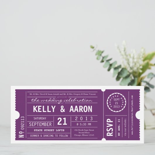  uitnodiging voor theater Ticket Wedding (Staand voorkant)