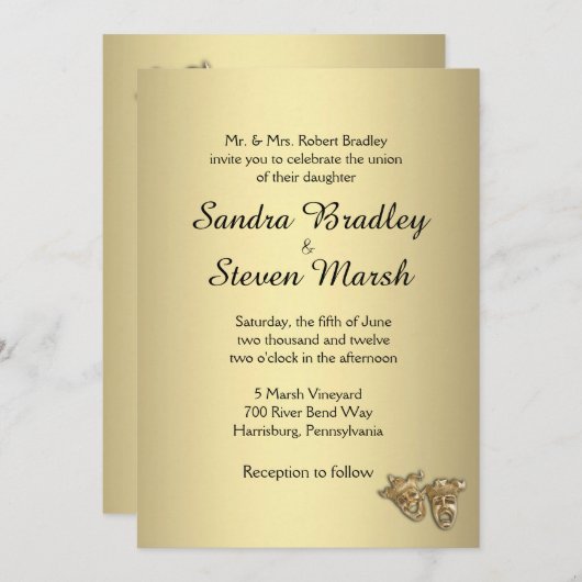 Uitnodiging voor theaterweddenschappen (Voorkant / Achterkant)