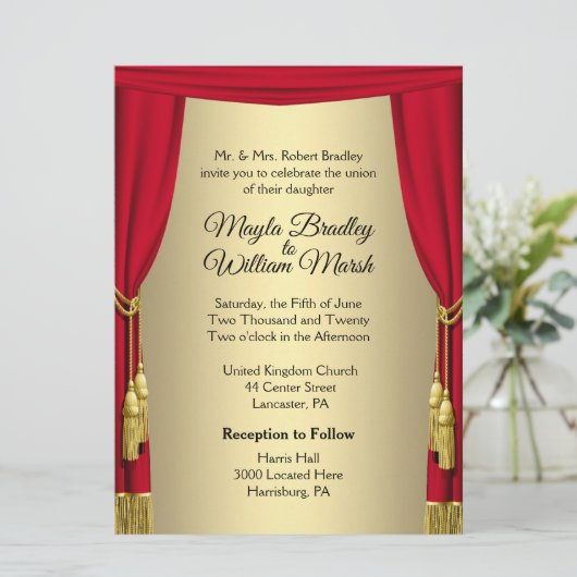 Uitnodiging voor theaterweddenschappen (Staand voorkant)