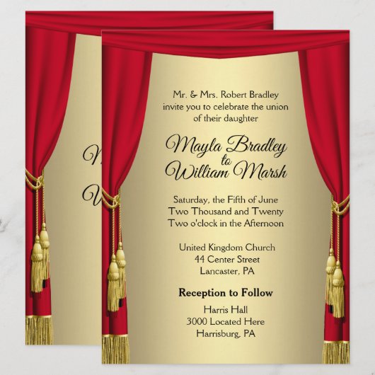 Uitnodiging voor theaterweddenschappen (Voorkant / Achterkant)