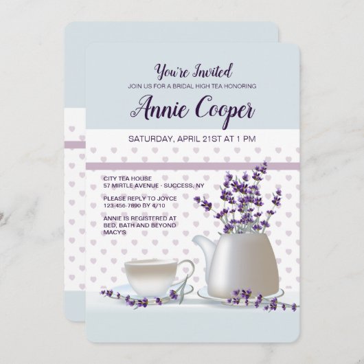 Uitnodiging voor thee en lavendel (Voorkant / Achterkant)