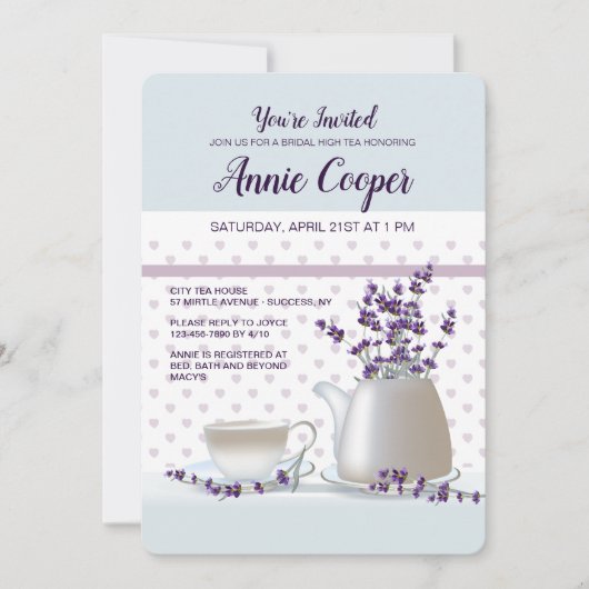 Uitnodiging voor thee en lavendel (Voorkant)