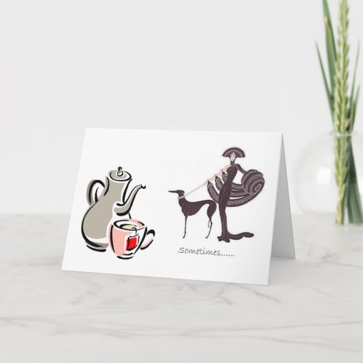 Uitnodiging voor thee - Greyhound en Fancy dame (Voorkant)