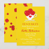 Uitnodiging voor Thee met Gele Hartendame + Rode R (Voorkant / Achterkant)