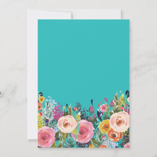 Uitnodiging voor Theepartij Bruidsfeest Bloemen (Achterkant)