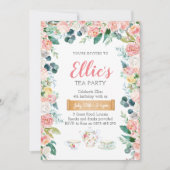 Uitnodiging voor theepartij in de tuin met bloemen (Voorkant)