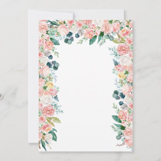 Uitnodiging voor theepartij in de tuin met bloemen (Achterkant)