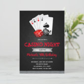 Uitnodiging voor themabezoek bij nacht casino (Staand voorkant)