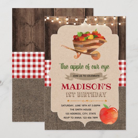 Uitnodiging voor themafeekjes voor appelen (Voorkant / Achterkant)