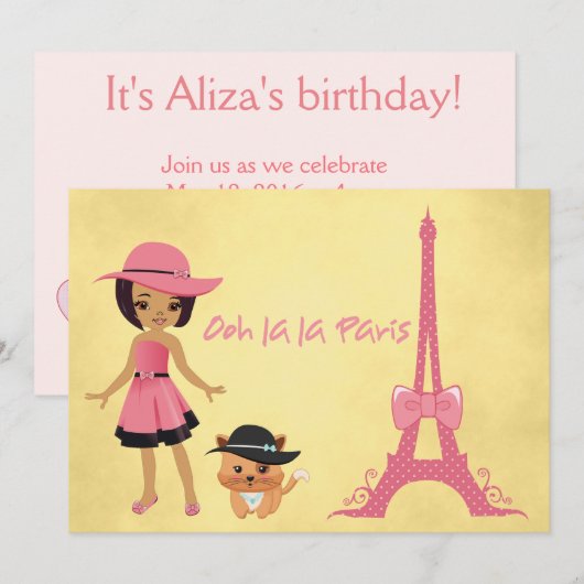 Uitnodiging voor themalubaren van Parijs (Voorkant / Achterkant)