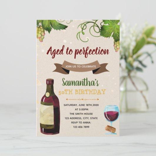 Uitnodiging voor themavontuurpartij wijn (Staand voorkant)