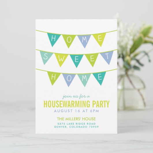 Uitnodiging voor thuishuisverwarming (Staand voorkant)