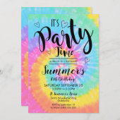Uitnodiging voor Tie Dye-feestje Het is feesttijd (Voorkant / Achterkant)