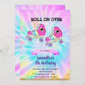 Uitnodiging voor tie-dye roller skate feest (Voorkant / Achterkant)