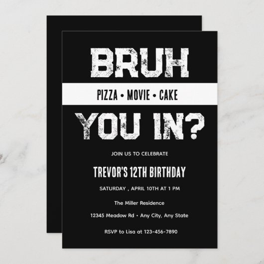 Uitnodiging voor tiener verjaardag (Voorkant / Achterkant)