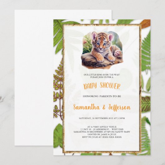 UITNODIGING VOOR TIGER BABYSHOWER (Voorkant / Achterkant)