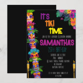 Uitnodiging voor Tiki Time Birthday Party (Voorkant / Achterkant)