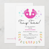 Uitnodiging voor Tiny Toes Baby Shower (Voorkant / Achterkant)